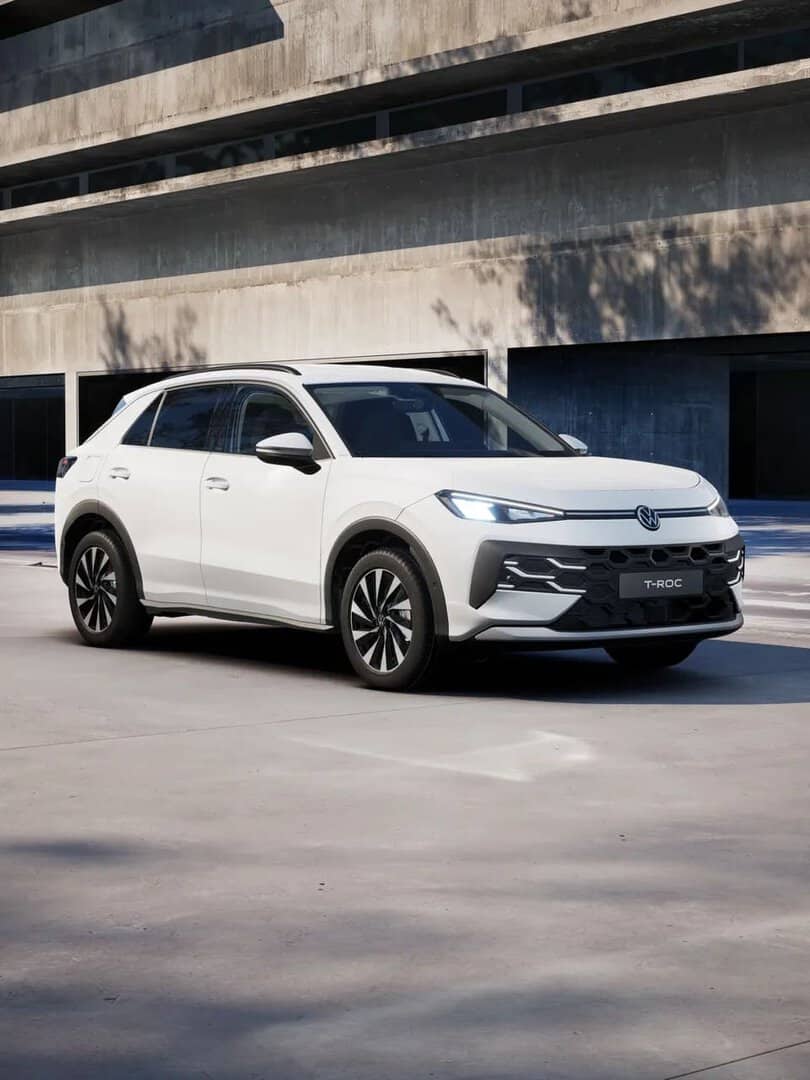 Renting Coches Baratos Volkswagen T-Roc 1.5 eTSI 85kW DSG MAS Blanco Punto, Gris Lobo