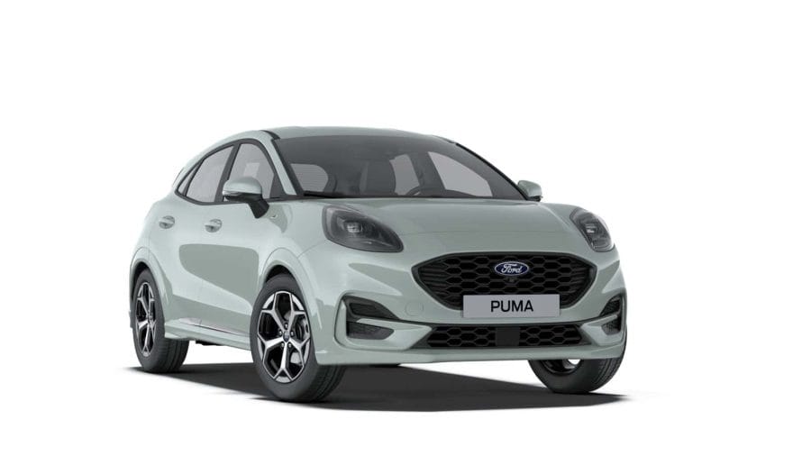 Renting Coches Baratos Ford Puma 1.0 EcoBoost MHEV ST-Line Gris Cactus, Blanco