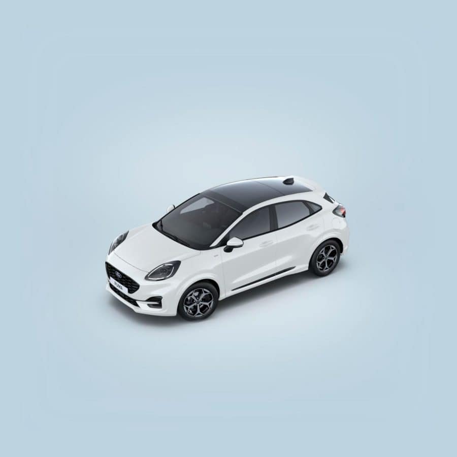 Renting Coches Baratos Ford Puma 1.0 EcoBoost MHEV ST-Line Blanco, Gris Cactus