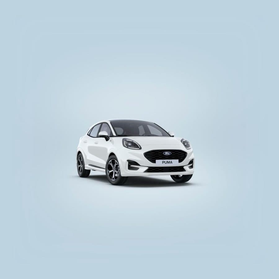 Renting Coches Baratos Ford Puma 1.0 EcoBoost MHEV ST-Line Blanco, Gris Cactus