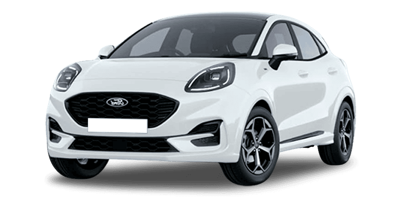 Renting Coches Baratos Ford Puma 1.0 EcoBoost MHEV ST-Line Blanco, Gris Cactus