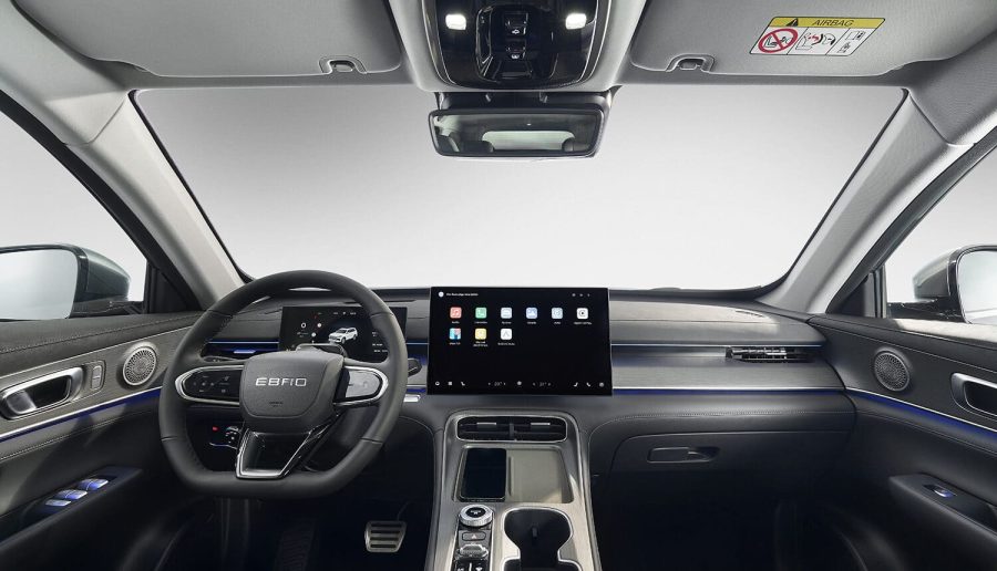 Renting Coches Baratos Ebro S800 1.5 TGDI PHEV Luxury E-CVT Blanco Khaki, Gris Bambu