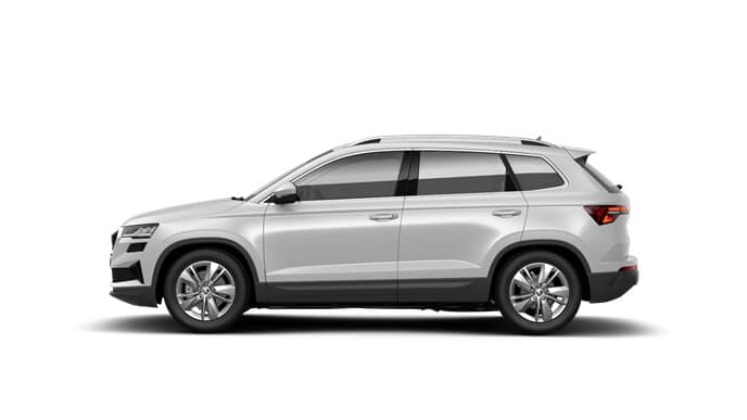 Renting Coches Baratos Skoda Karoq 2.0 TDI DSG Selection Blanco Luna, Gris Graphite
